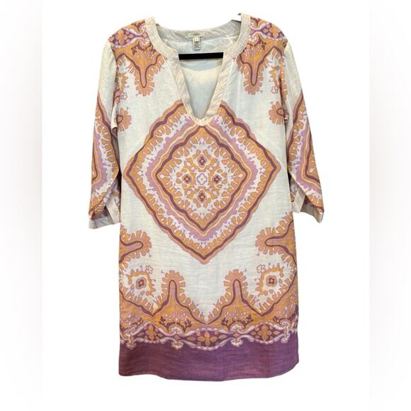 J. Crew Geometric Linen Dress - Size 4 - Picture 2 of 12